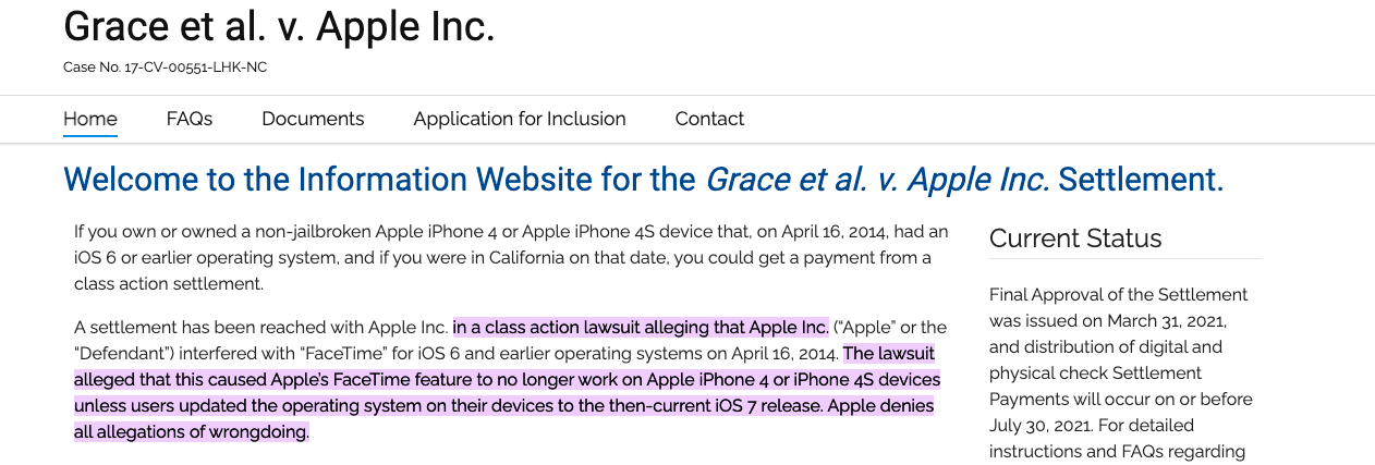Grace Vs Apple Class Action Lawsuit - Scam - Cyber Scam Review