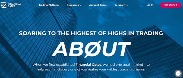 Screenshot of FinancialGates.net, a website owned by the same people who created the Aurora-Coins scam