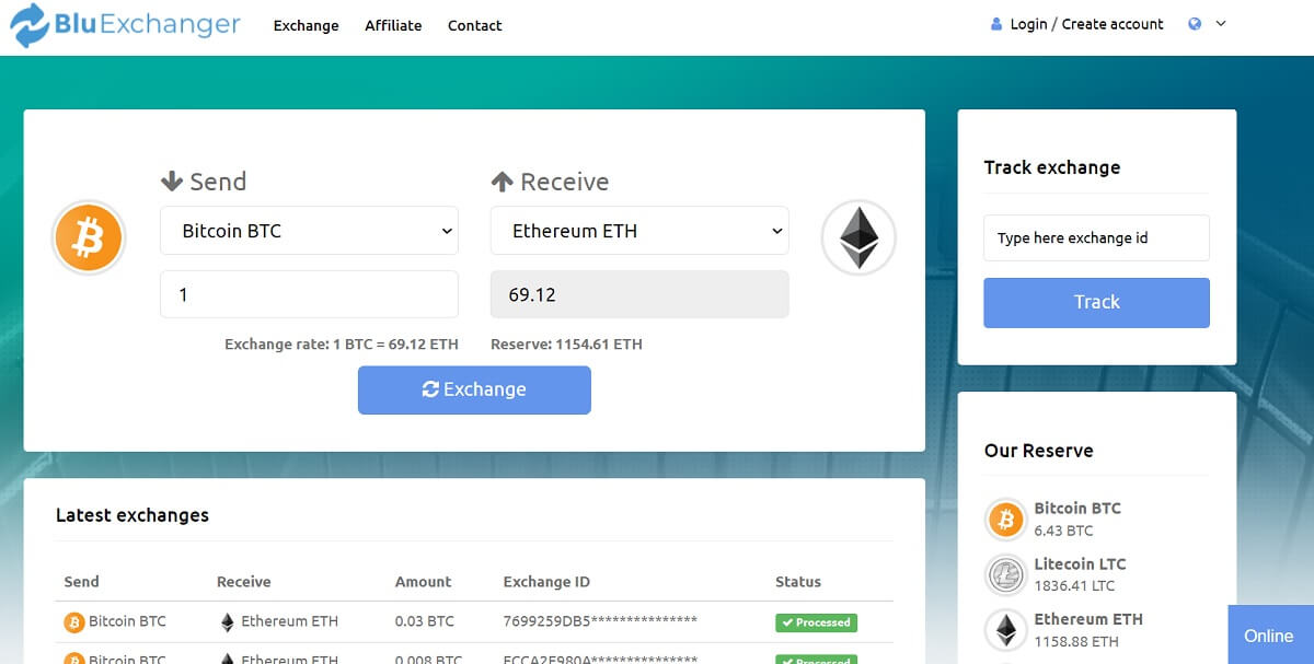 Blu-Exchanger.com Review - Screenshot of blu-exchanger.com