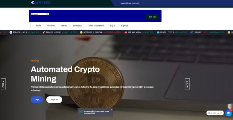 Crypt Earn Review - Screenshot of Crypt-Earn.com