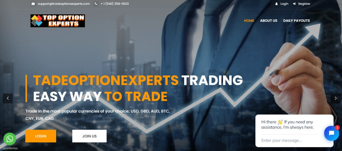 Trade Option Experts Review - Screenshot of tradeoptionsexperts.com