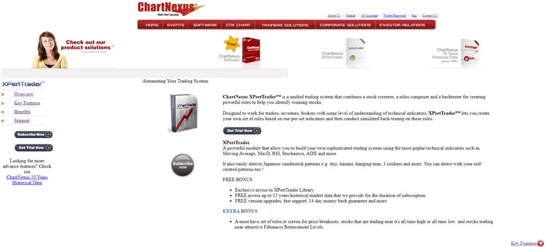 ChartNexus XpertTrader Review - Screenshot of chartnexus.com/products/xperttrader.php