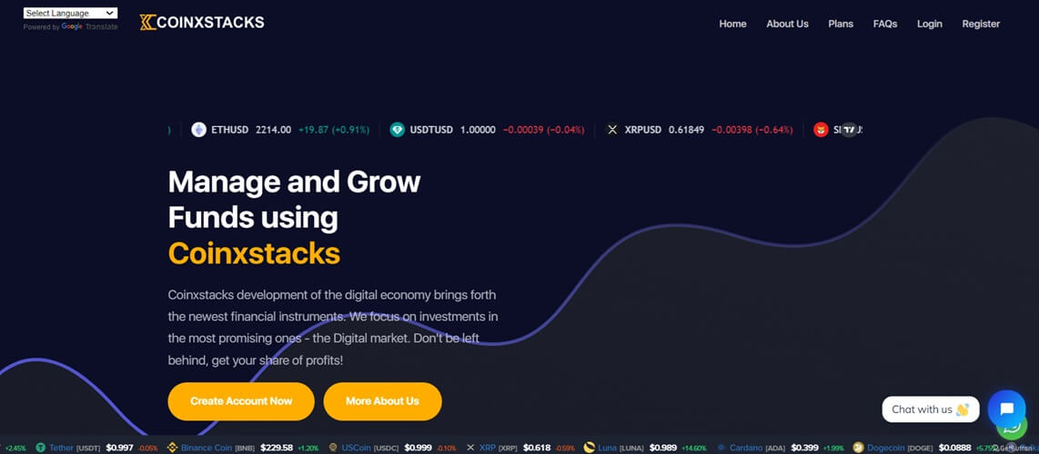 Coinxstacks Review - Screenshot of coinxstacks.com