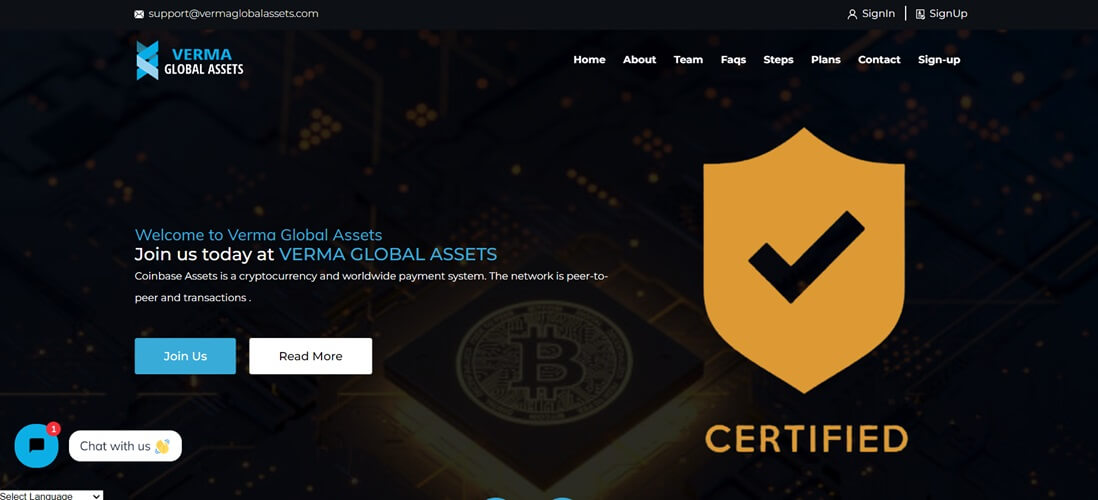 Verma Global Assets Review - Screenshot of vermaglobalassets.net